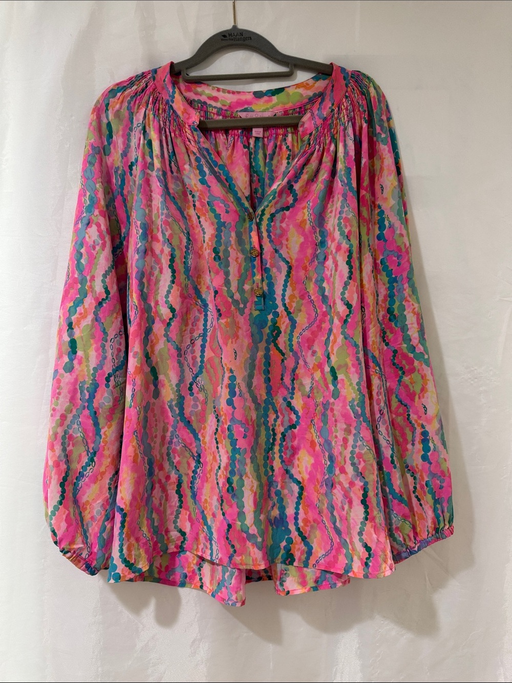 Lilly Pulitzer XL Silk Elsa Top Dripping in Jewels